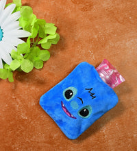 Blue stitch hot water bag with cover for pain relief and warming