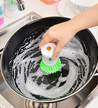 Cleaning brush with refillable soap dispenser for dishwashing