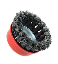 Black wire wheel brush for rugged tasks.