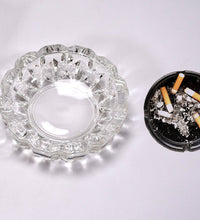 Elegant crystal ashtray for indoor or outdoor use.