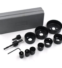 Versatile 12 pcs hole saw kit for various tasks.