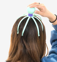 Stress relief and therapeutic scalp massager with an octopus design, emphasizing its function