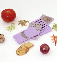 Compact 4-in-1 grater and slicer for convenient food preparation