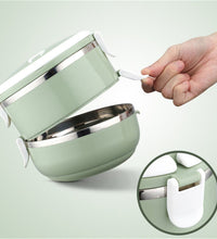 Two layer stainless steel hot lunch box.