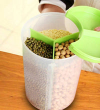 Three-in-one transparent container with an airtight feature and color packaging.