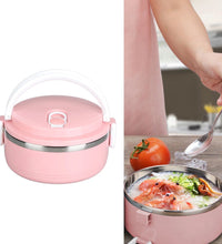 Single layer stainless steel hot lunch box.