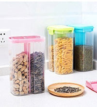 Transparent food storage container with two sections