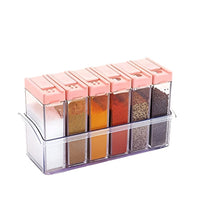 Multicoloured plastic spice jars set of six