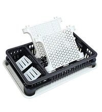 Compact kitchen dish organizer with tray.