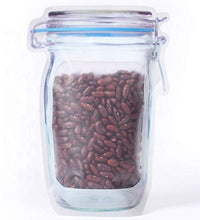 Zippered plastic mason jar with airtight seal for food storage, 1000ml.