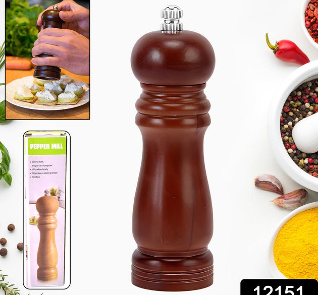 Wooden Pepper Mill 8 inch Tall - Best Pepper Grinder