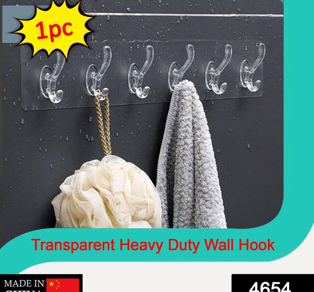 Adhesive Golden &  Transparent Heavy Duty Wall Hook