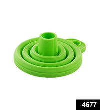 Flexible silicone funnel for kitchen use.