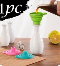 Collapsible silicone funnel for kitchen.