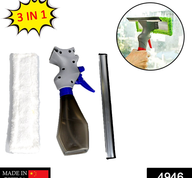 3-in-1 spray type glass cleaning brush, plastic, easy to use