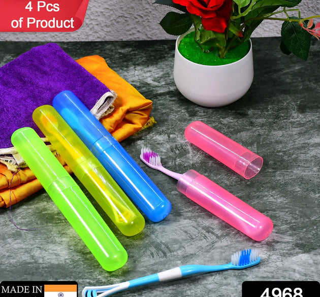 4-piece plastic toothbrush cover set, anti-bacterial and portable