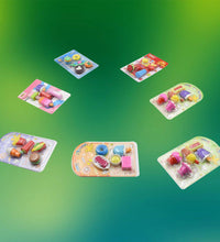 Fancy erasers set for kids, different designs and colors.