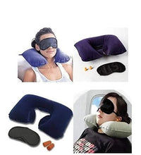 Air travel pillow, ear buds, and eye mask set.