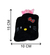 Small black hot water bag with Hello Kitty cover for pain relief