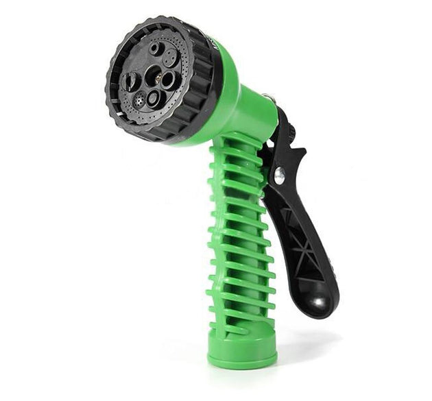 Garden hose nozzle with spray gun connector.