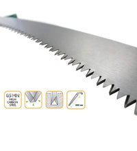 Sharpened steel saw with plastic cover