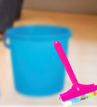 Foam handle bathroom wiper for easy floor cleaning.