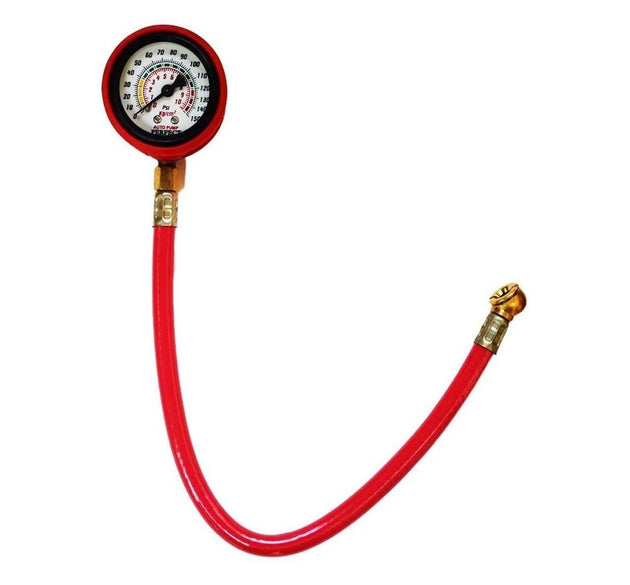 Heavy duty tire inflator gauge with digital display.