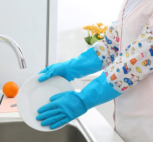 2 Pair Large Blue Gloves For Different Types Of Purposes Like Washing Utensils, Gardening And Cleaning Toilet Etc.