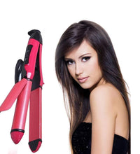 2-in-1 hair straightener and curler for women.