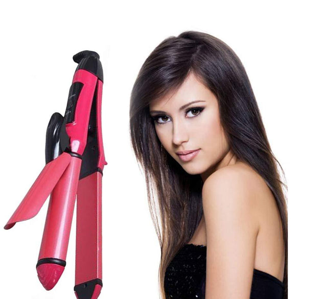 2-in-1 hair straightener and curler for women.