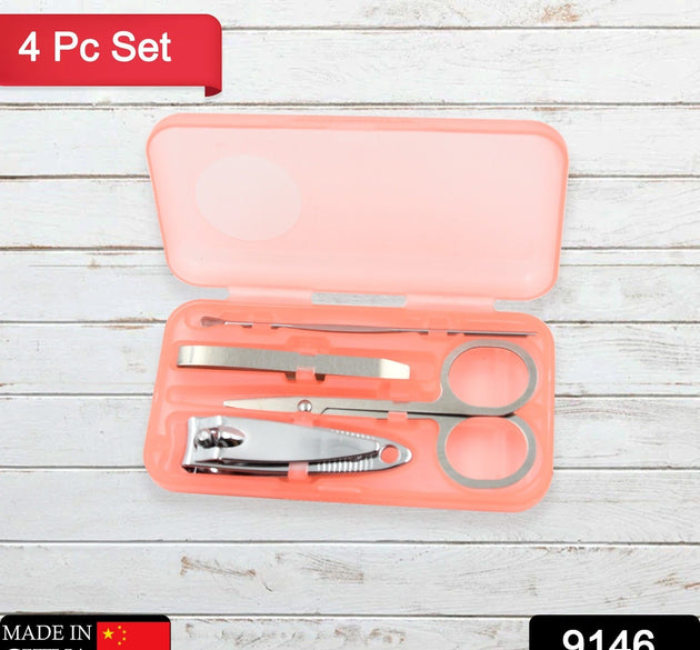 Mini Nail Clipper Set Beauty Nail Tool Set Multifunctional Beauty Set With Plastic Storage Case,  (4 Pc Set)