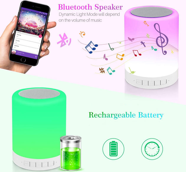 LED touch lamp with Bluetooth speaker for night use