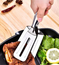 Multifunction cooking serving turner, stainless steel BBQ kitchen tongs