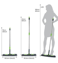 Microfiber flat mop with 360-degree rotating head, telescopic handle, multi-color.