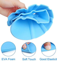 Soft, adjustable shower cap for babies, ensuring safety during bath time.