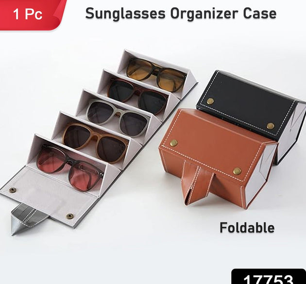 5 Slots Sunglasses Organizer Box, Glass Holder Box, spectacle case of sunglasses, Specs case, Foldable Travel Glasses Case Storage (1 Pc)