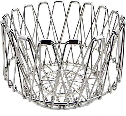 Foldable stainless steel fruit basket for kitchen use