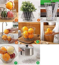 Space-saving foldable fruit basket for kitchen use