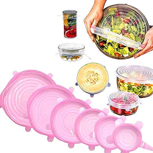 Silicone lid set for containers with stretchable features