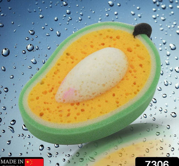 Soft mango-shaped dish sponge for kitchen and bath use