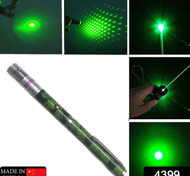 Green laser pointer pen with adjustable beam for multiple designs.