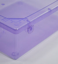 Clear storage container with a secure lid, designed for storing household items, clothes, and essentials.