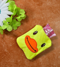 Yellow duck hot water bag with cover for pain relief and warming