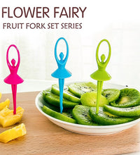 Fruit fork cutlery set with a playful dancing doll stand