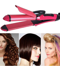 2-in-1 curling and straightening hair iron.