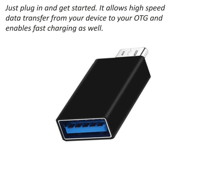 Type-C OTG adapter for data transfer and charging.