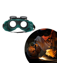 Durable dark green welding goggles, large fit.