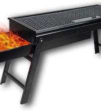 Portable BBQ grill with foldable design.