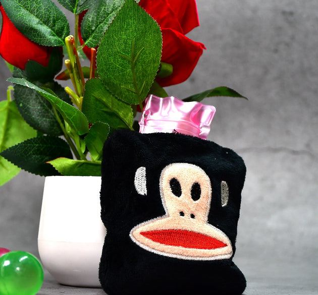 Black Monkey Small Hot Water Bag with Cover for Pain Relief