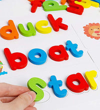 Magnetic alphabet letters on a board